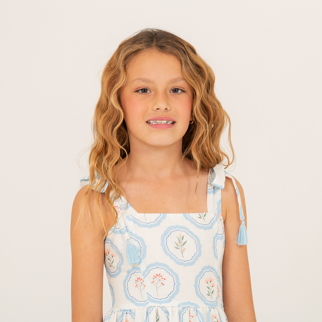 VESTIDO PARA NIÑAS CON DISEÑO ESTAMPADO FLORAL