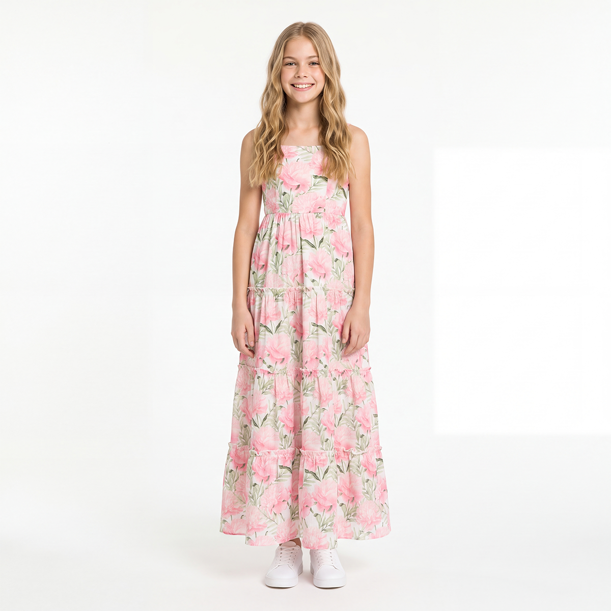 Vestido para niñas largo con diseño estampado floral