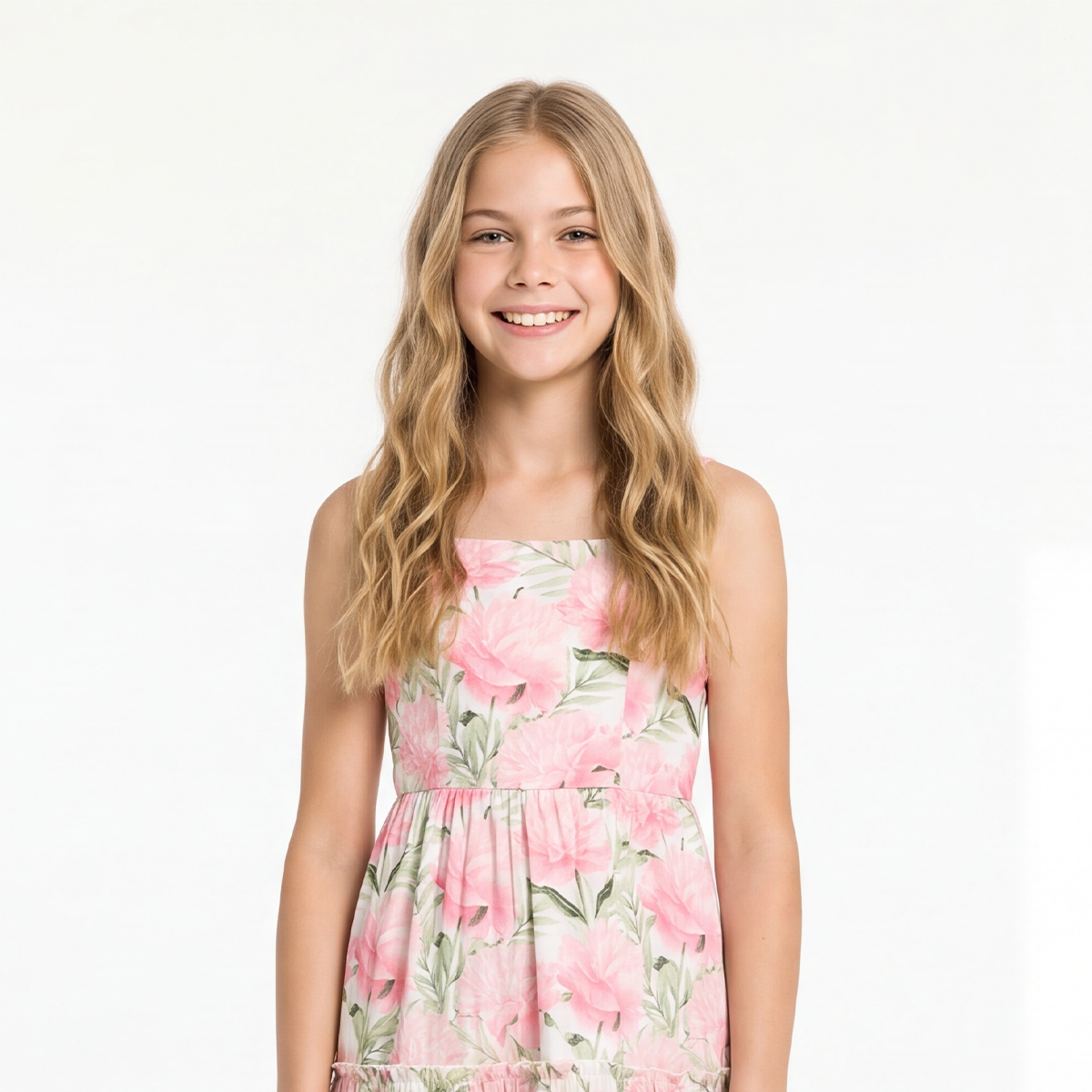 Vestido para niñas largo con diseño estampado floral