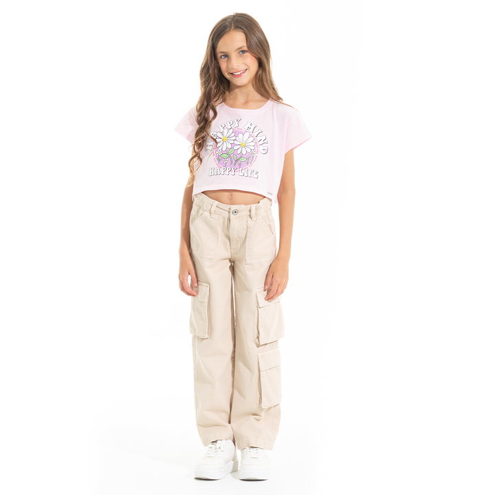 CAMISETA PARA NIÑAS CORTA CON ESTAMPADO