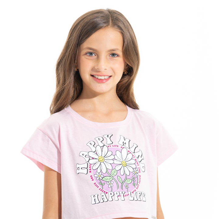 CAMISETA PARA NIÑAS CORTA CON ESTAMPADO