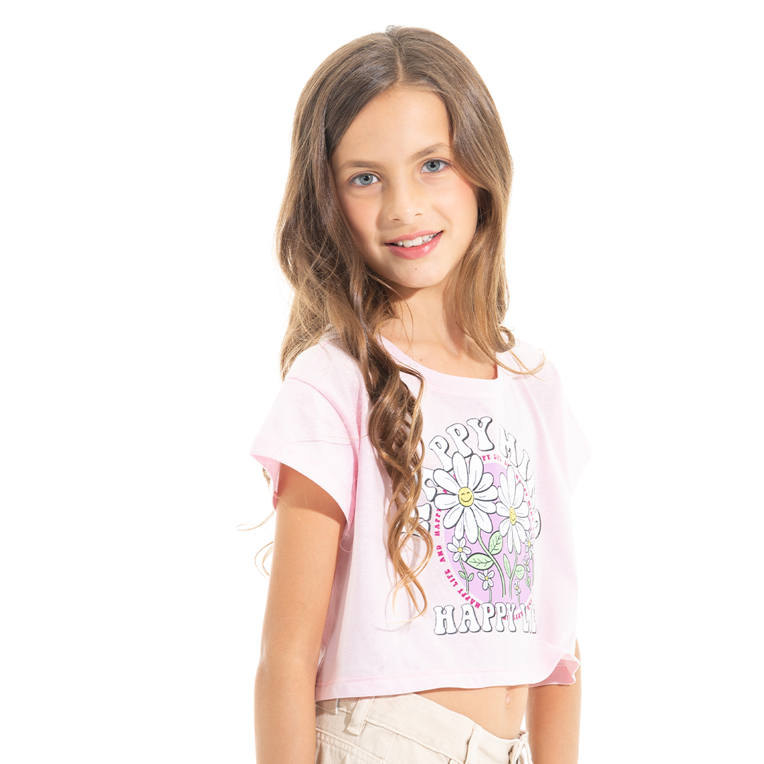 CAMISETA PARA NIÑAS CORTA CON ESTAMPADO