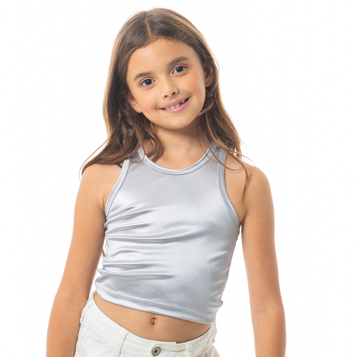 CROP TOP EFECTO METALIZADO PARA NIÑAS