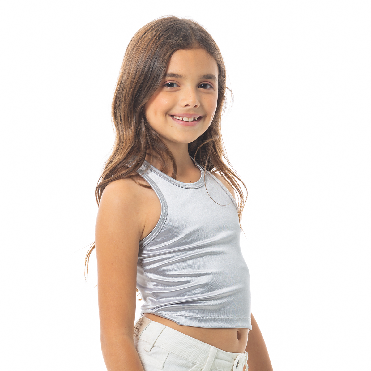 CROP TOP EFECTO METALIZADO PARA NIÑAS