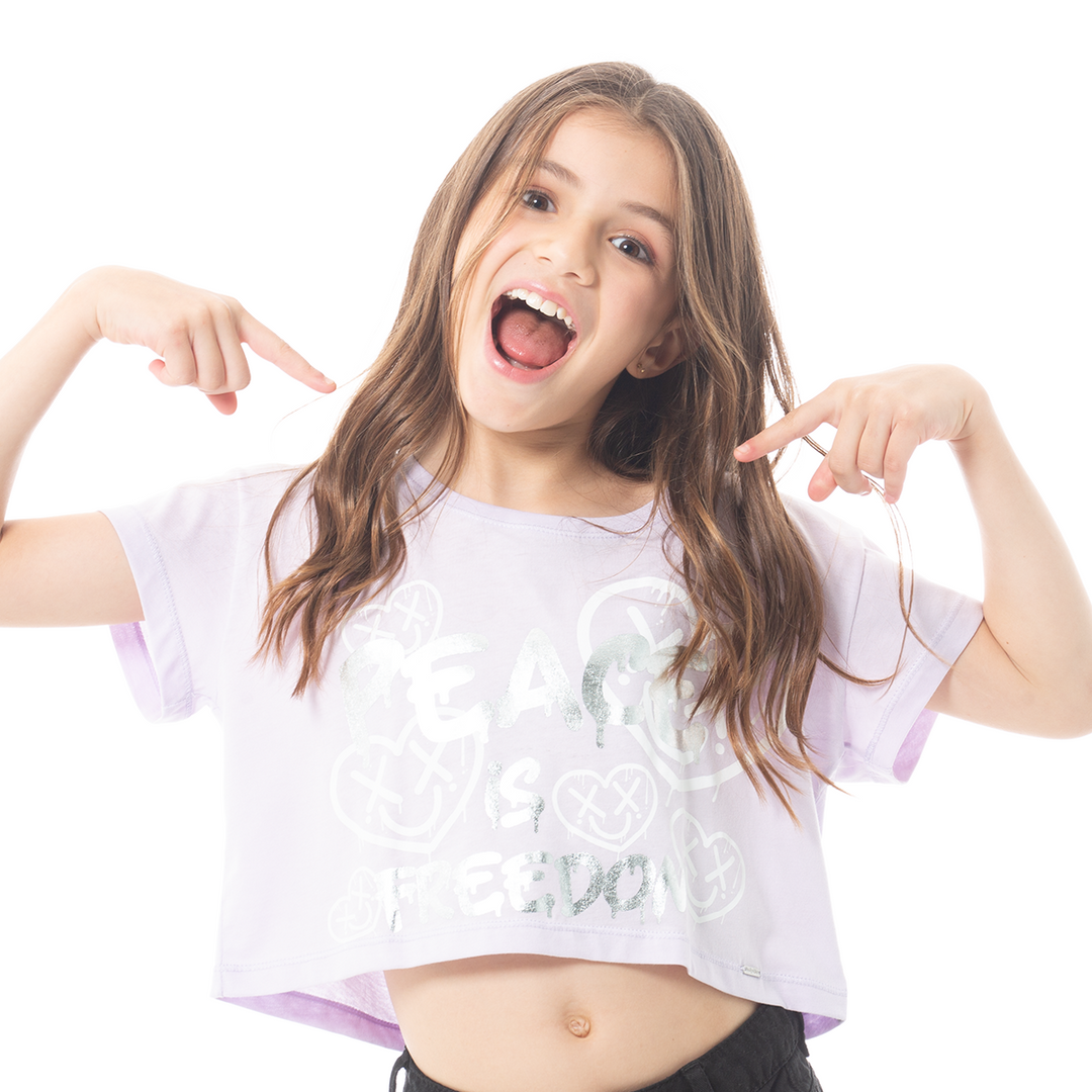 CAMISETA PARA NIÑAS CORTA ESTAMPADA