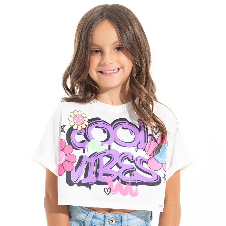 CAMISETA  PARA NIÑAS CORTA ESTAMPADA