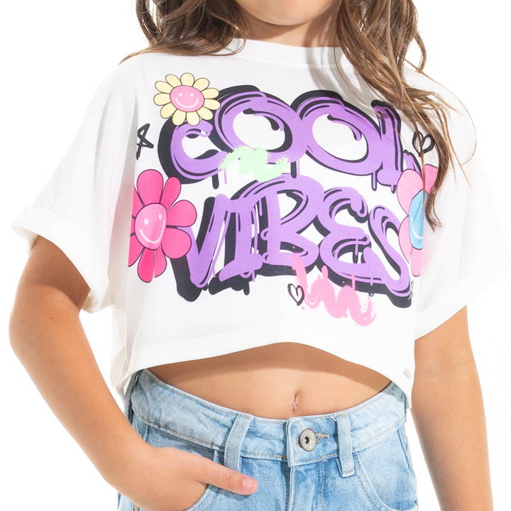 CAMISETA  PARA NIÑAS CORTA ESTAMPADA