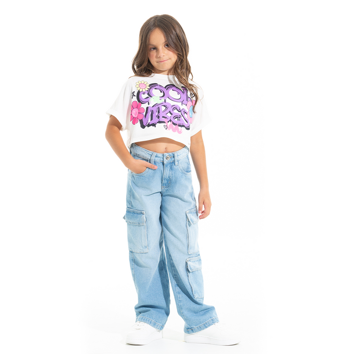 CAMISETA  PARA NIÑAS CORTA ESTAMPADA