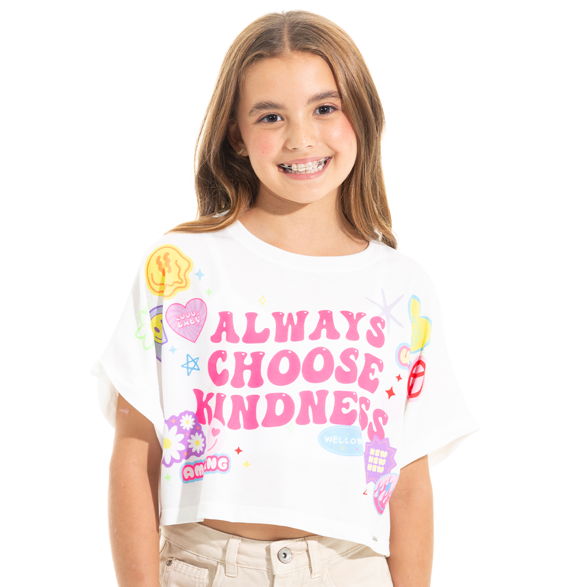 CAMISETA PARA NIÑAS CORTA ESTAMPADA