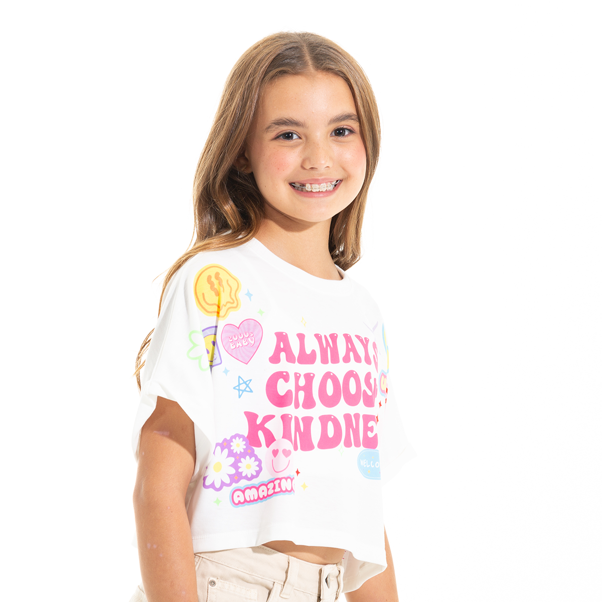 CAMISETA PARA NIÑAS CORTA ESTAMPADA