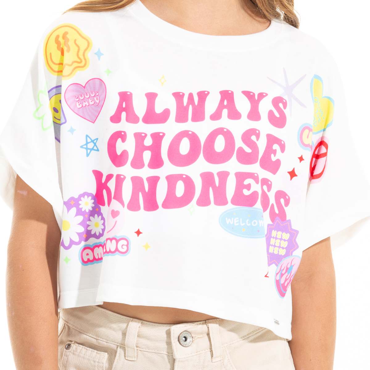 CAMISETA PARA NIÑAS CORTA ESTAMPADA