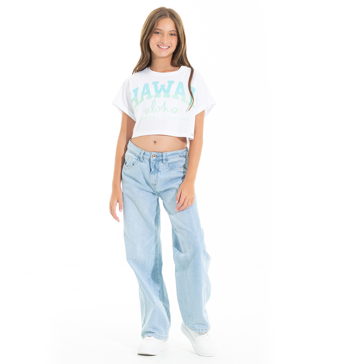 CAMISETA PARA NIÑAS CORTA CON ESTAMPADO