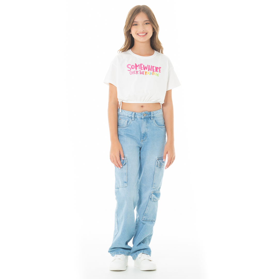 CAMISETA PARA NIÑAS CORTA ESTAMPADA