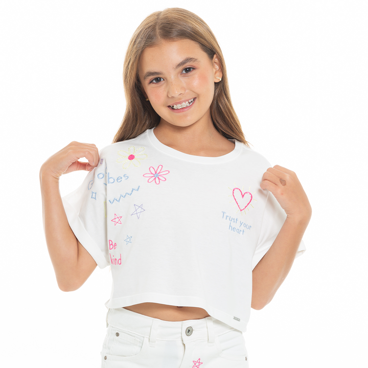 CAMISETA PARA NIÑAS CORTA DISEÑOS BORDADOS