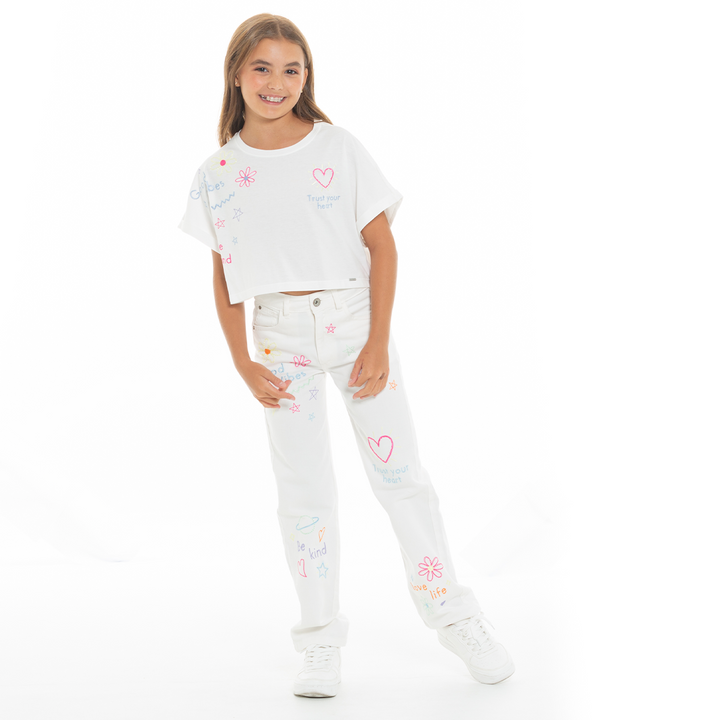 CAMISETA PARA NIÑAS CORTA DISEÑOS BORDADOS