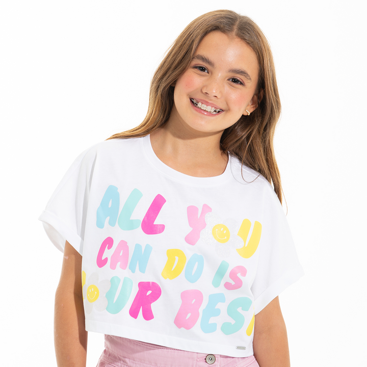 CAMISETA PARA NIÑAS CORTA ESTAMPADA