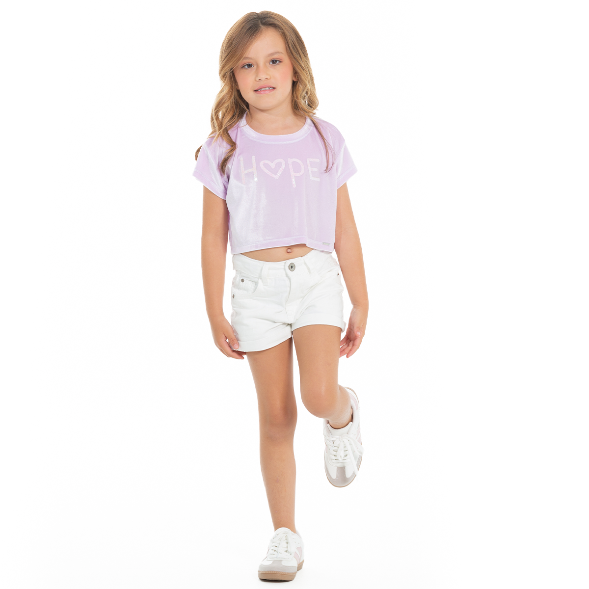 CAMISETA PARA NIÑAS CORTA CON APLIQUES DE LENTEJUELAS