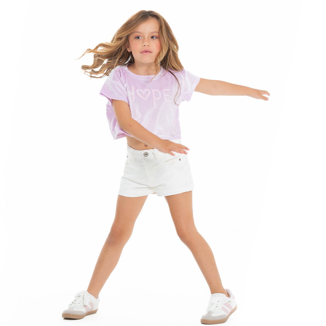 CAMISETA PARA NIÑAS CORTA CON APLIQUES DE LENTEJUELAS