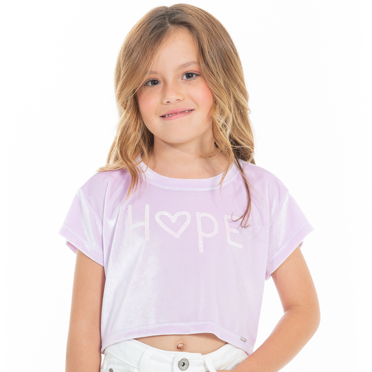 CAMISETA PARA NIÑAS CORTA CON APLIQUES DE LENTEJUELAS