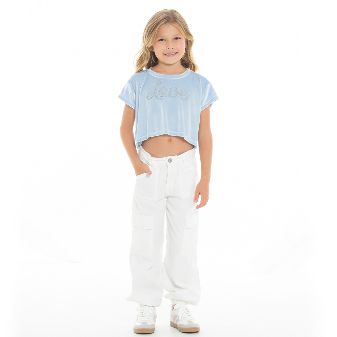 CAMISETA PARA NIÑAS CORTA CON APLIQUE