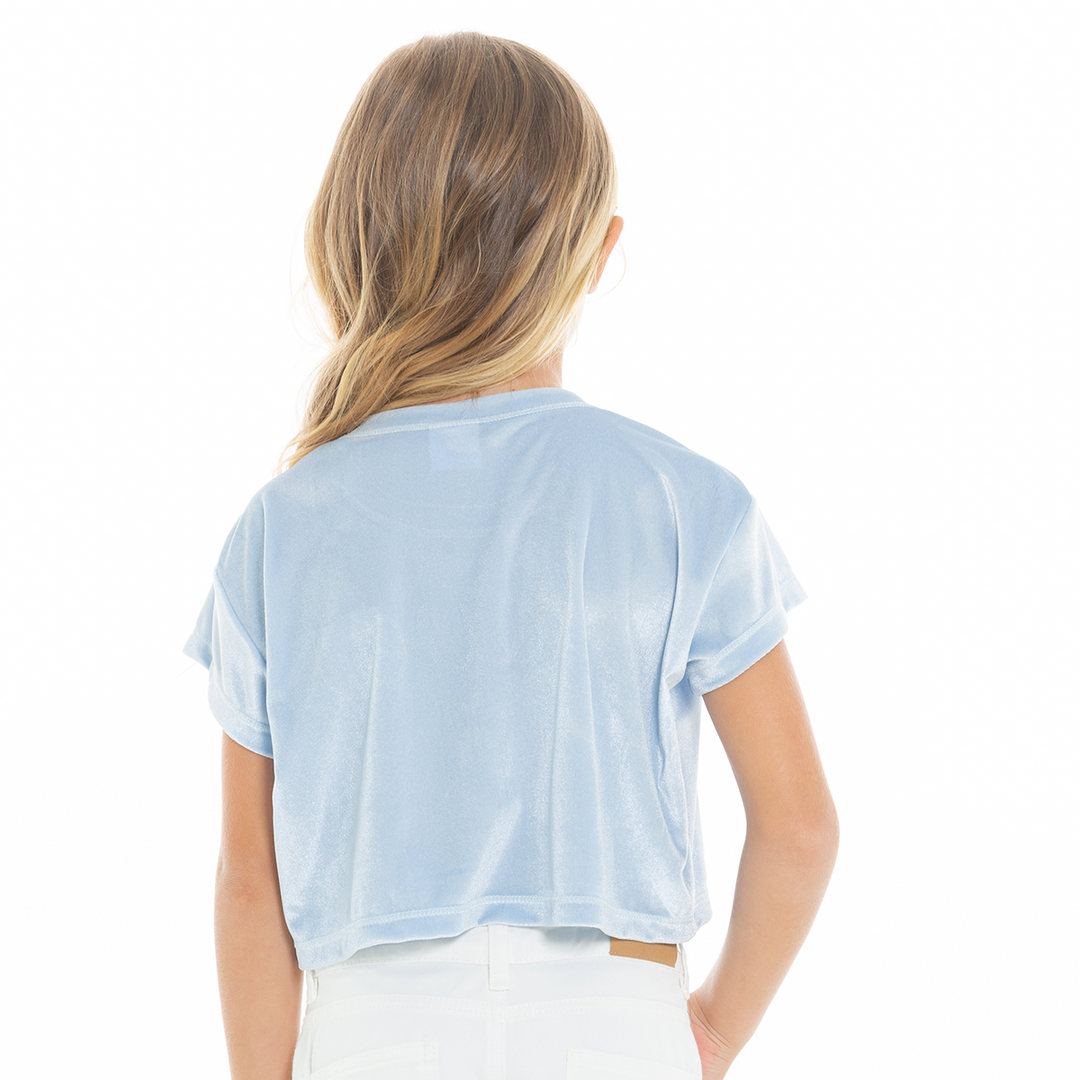 CAMISETA PARA NIÑAS CORTA CON APLIQUE