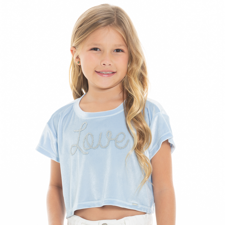 CAMISETA PARA NIÑAS CORTA CON APLIQUE