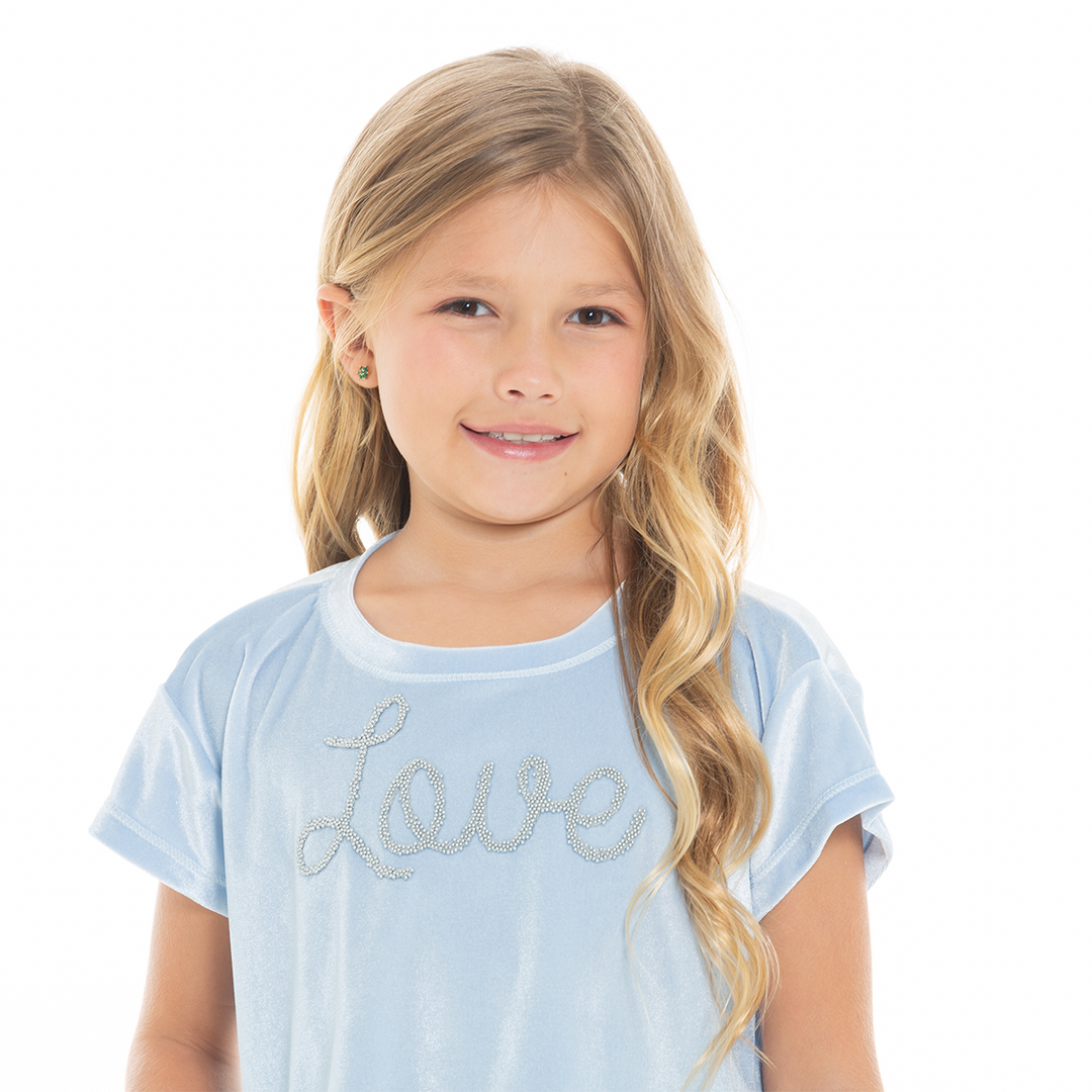 CAMISETA PARA NIÑAS CORTA CON APLIQUE