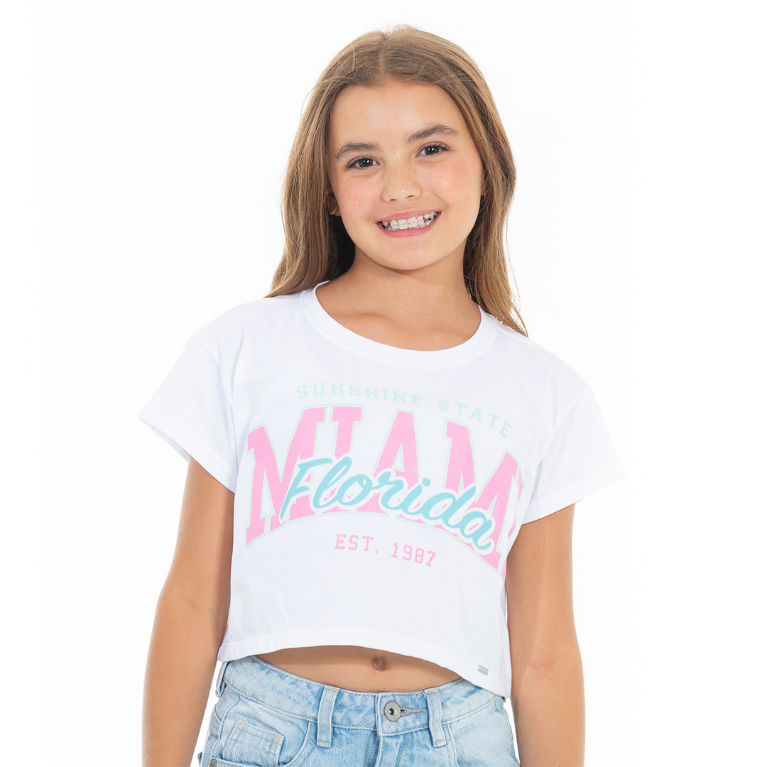 CAMISETA PARA NIÑAS CORTA ESTAMPADA