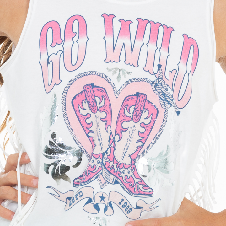 CAMISETA PARA NIÑAS ESTAMPADA CON FLECOS