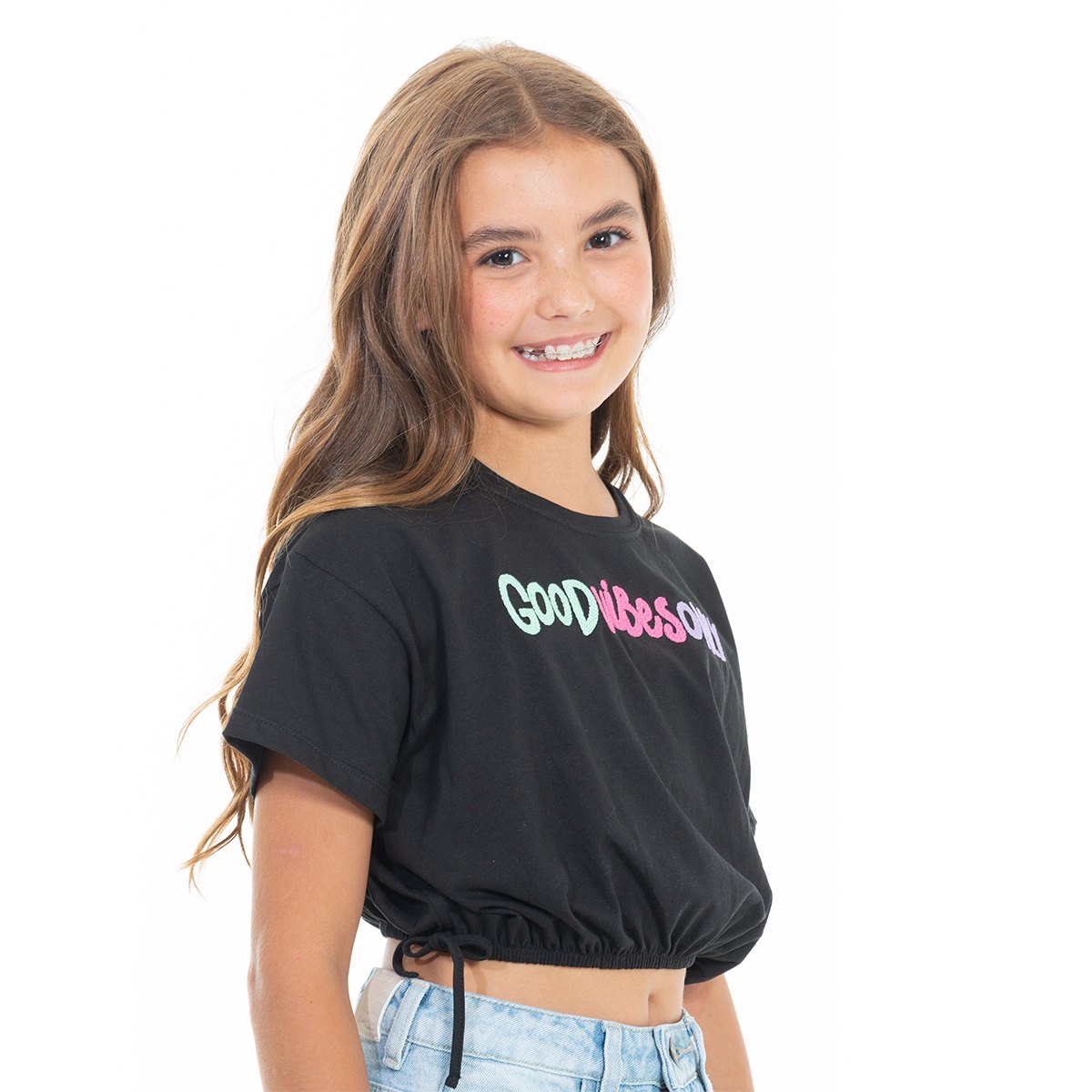 CAMISETA PARA NIÑAS CORTA BORDADA