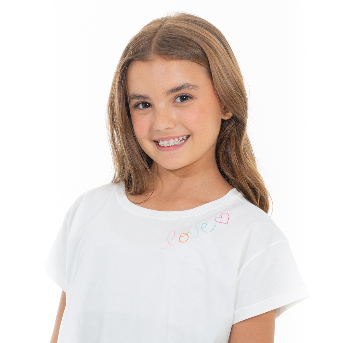 CAMISETA PARA NIÑAS CORTA BORDADA