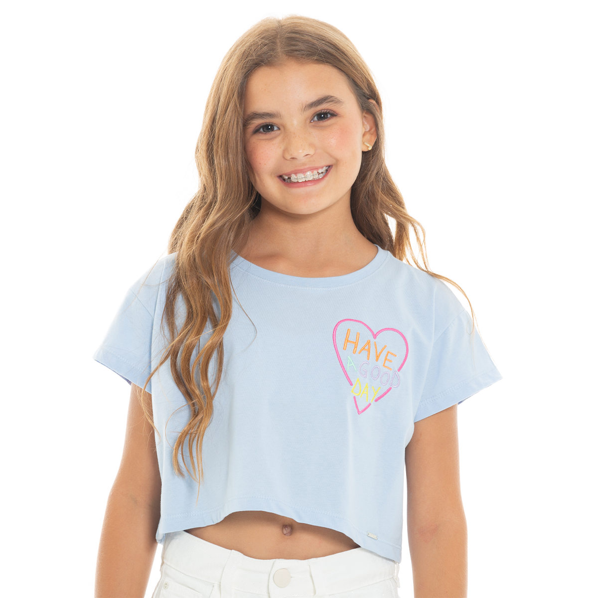 CAMISETA PARA NIÑAS CORTA BORDADA