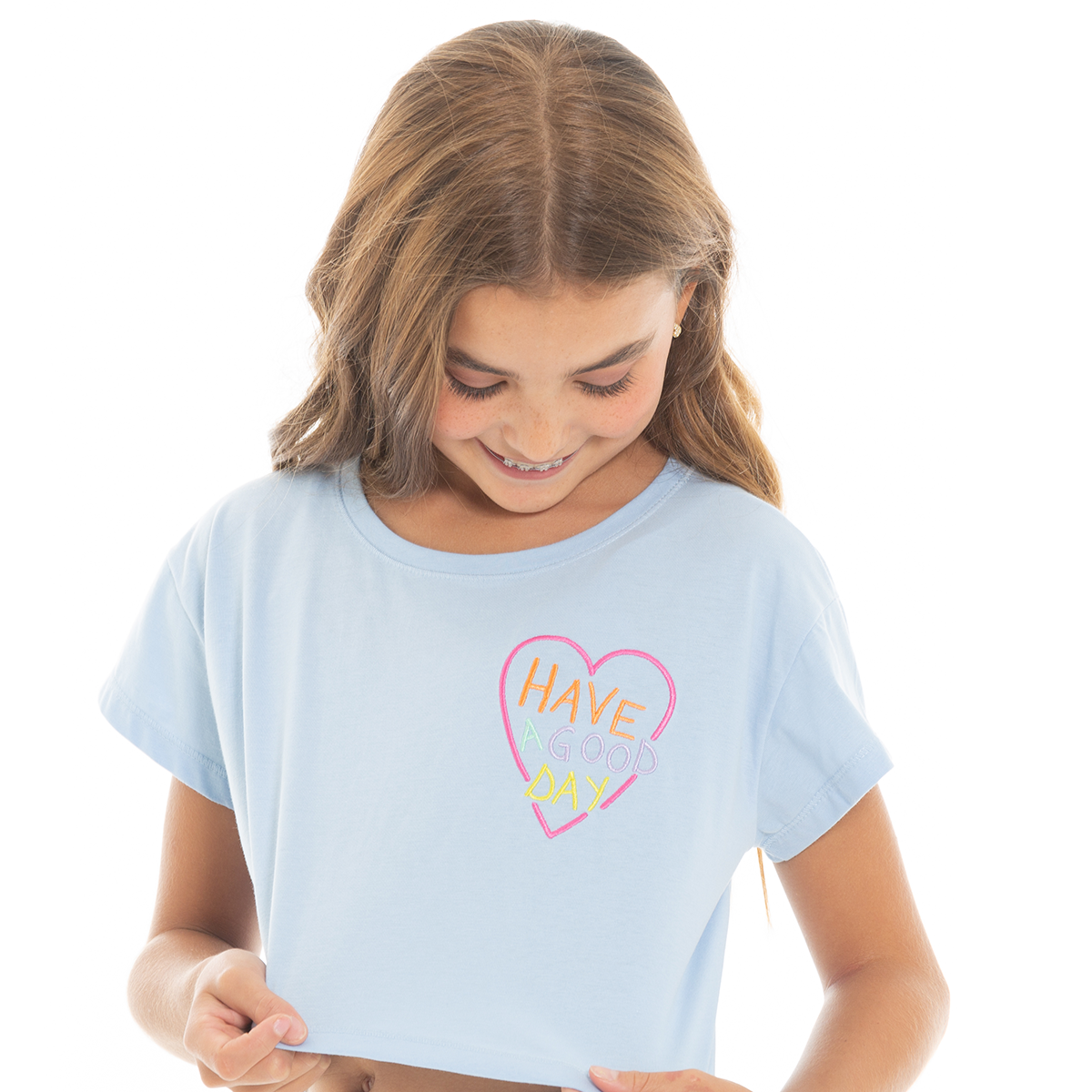 CAMISETA PARA NIÑAS CORTA BORDADA