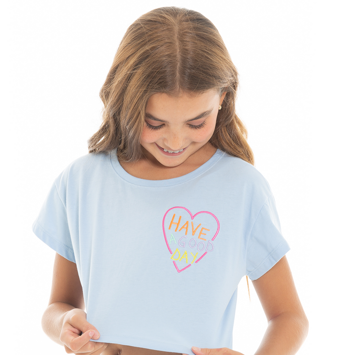 CAMISETA PARA NIÑAS CORTA BORDADA