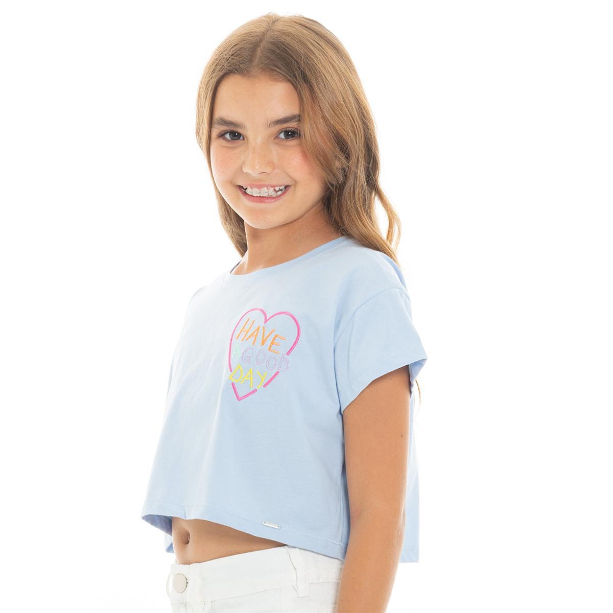 CAMISETA PARA NIÑAS CORTA BORDADA