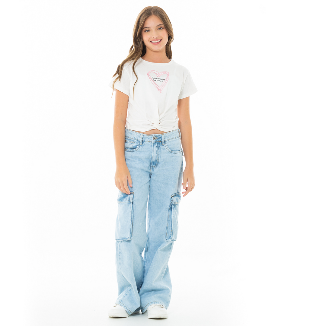CAMISETA PARA NIÑAS CORTA CON DISEÑO BORDADO