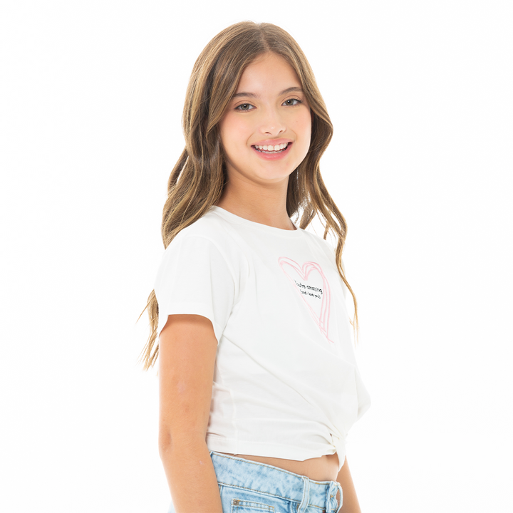CAMISETA PARA NIÑAS CORTA CON DISEÑO BORDADO
