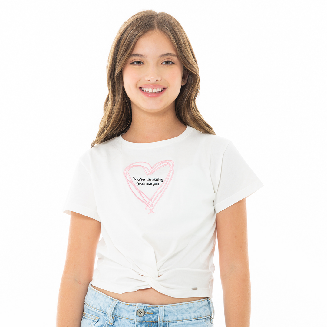 CAMISETA PARA NIÑAS CORTA CON DISEÑO BORDADO