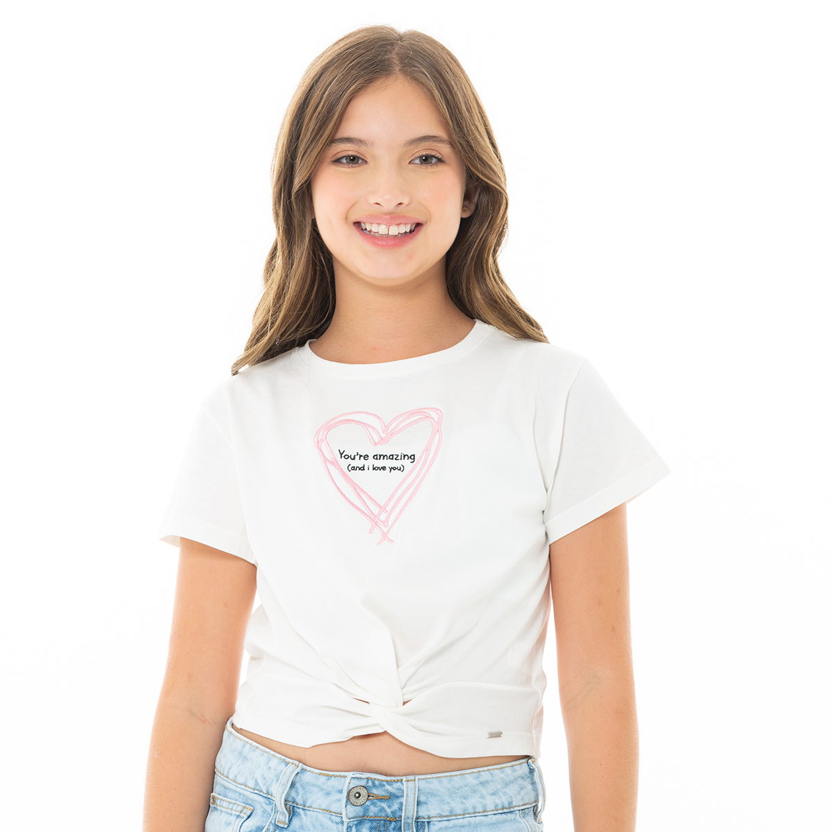 CAMISETA PARA NIÑAS CORTA CON DISEÑO BORDADO