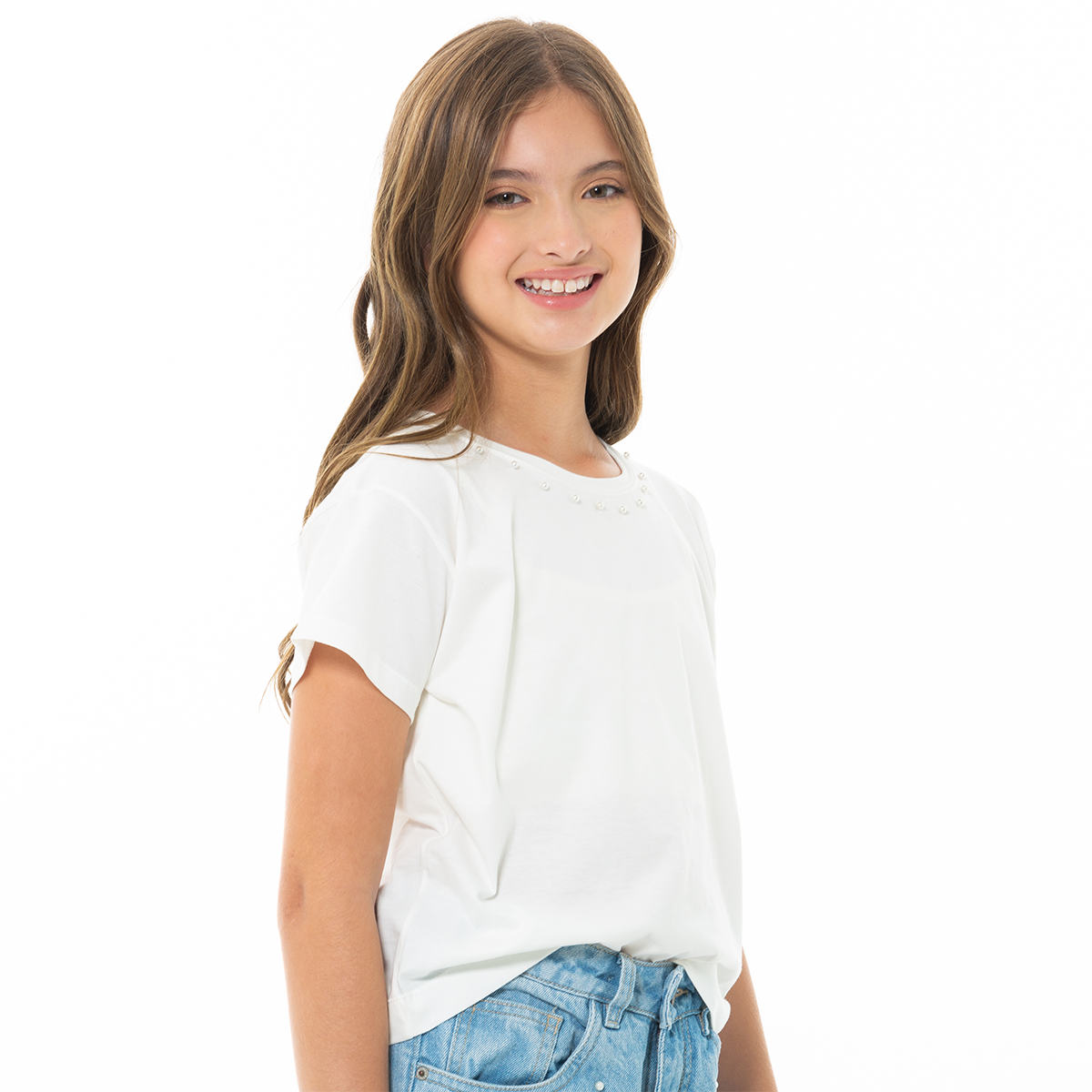 CAMISETA PARA NIÑAS CON PERLAS