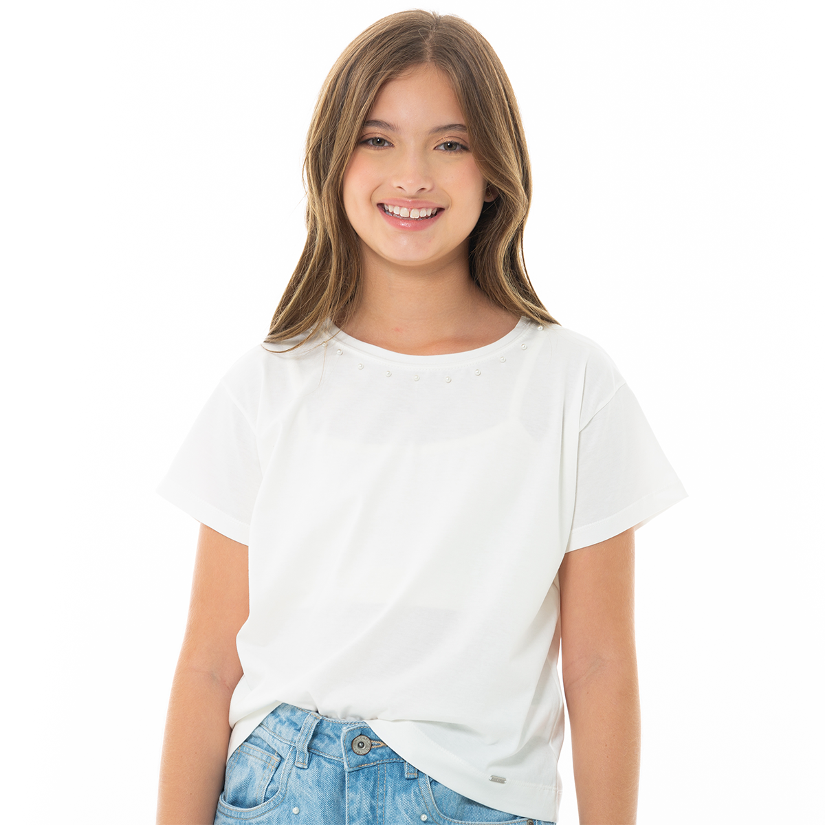CAMISETA PARA NIÑAS CON PERLAS