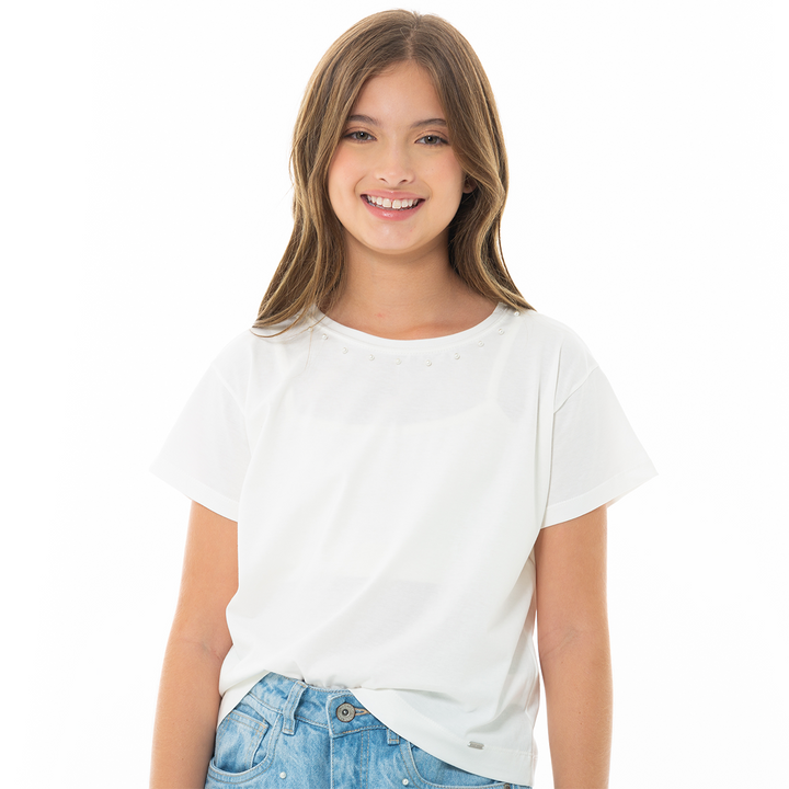 CAMISETA PARA NIÑAS CON PERLAS