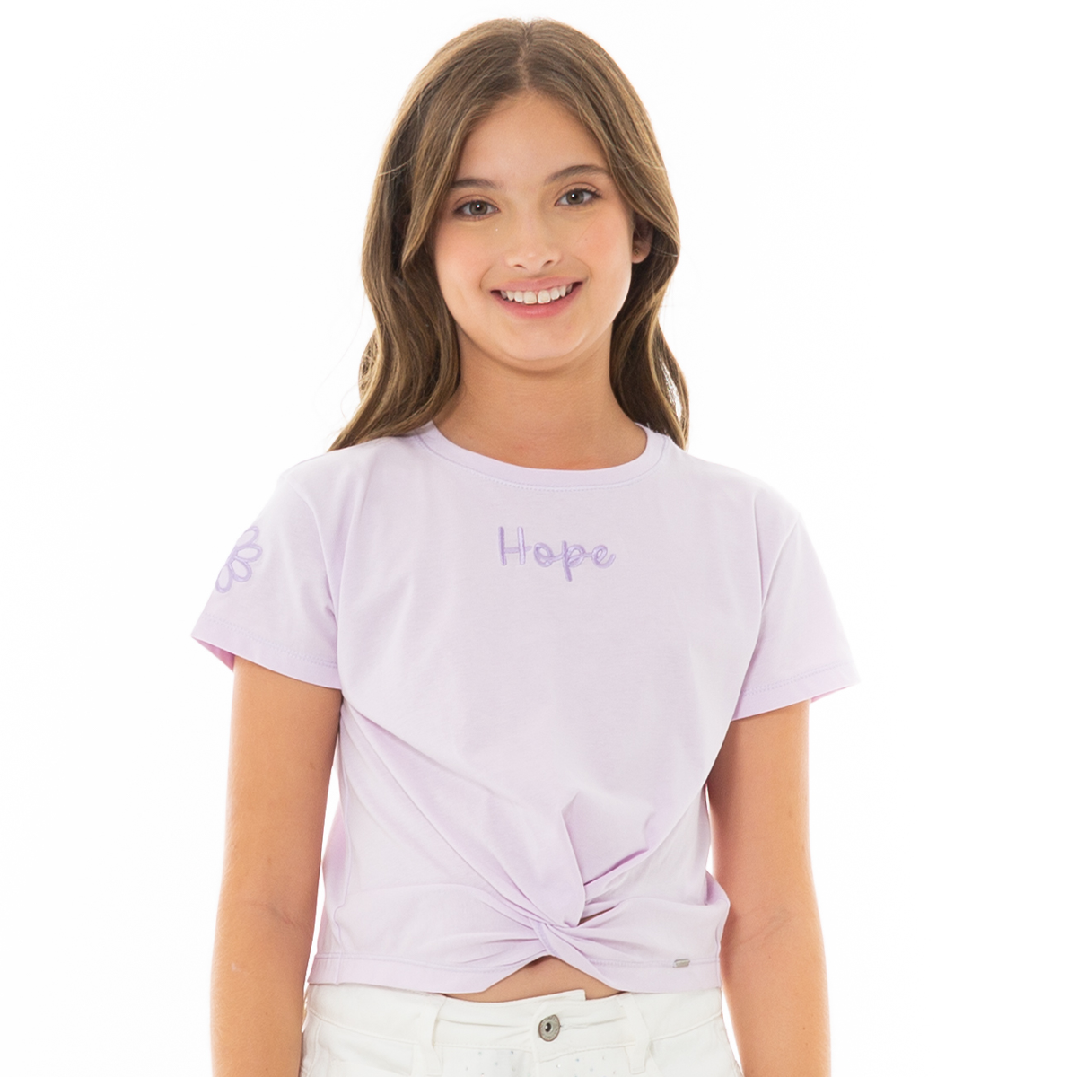 CAMISETA PARA NIÑAS CORTA CON DISEÑO BORDADO