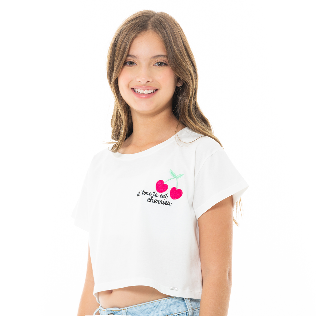 CAMISETA PARA NIÑAS CORTA BORDADA