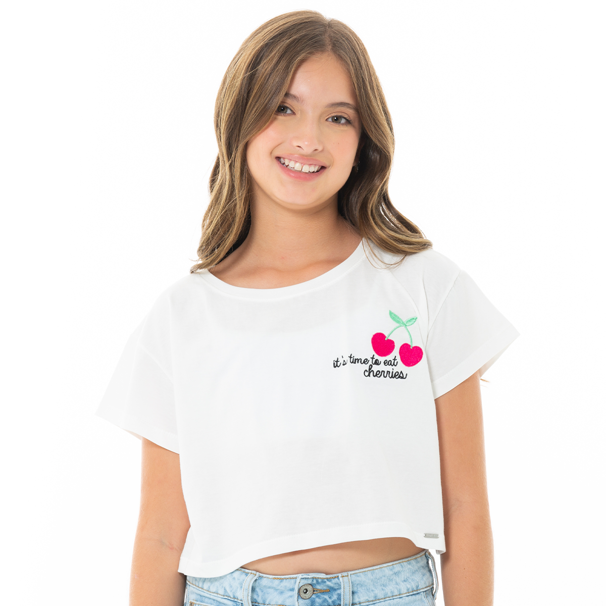 CAMISETA PARA NIÑAS CORTA BORDADA