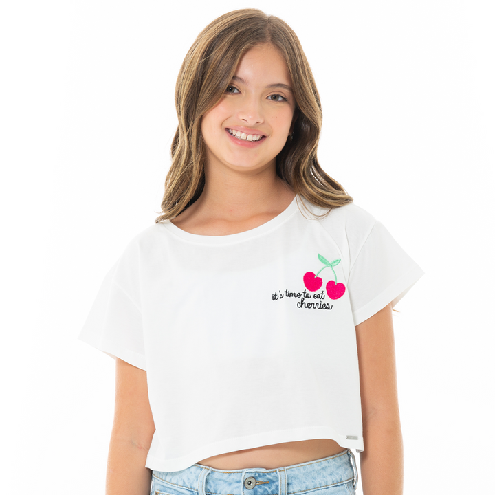 CAMISETA PARA NIÑAS CORTA BORDADA