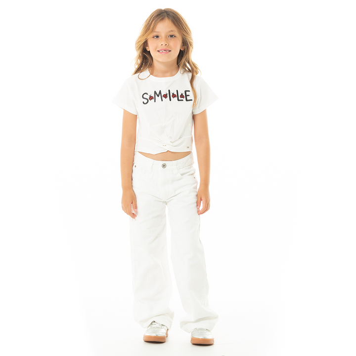 CAMISETA PARA NIÑAS CORTA BORDADA