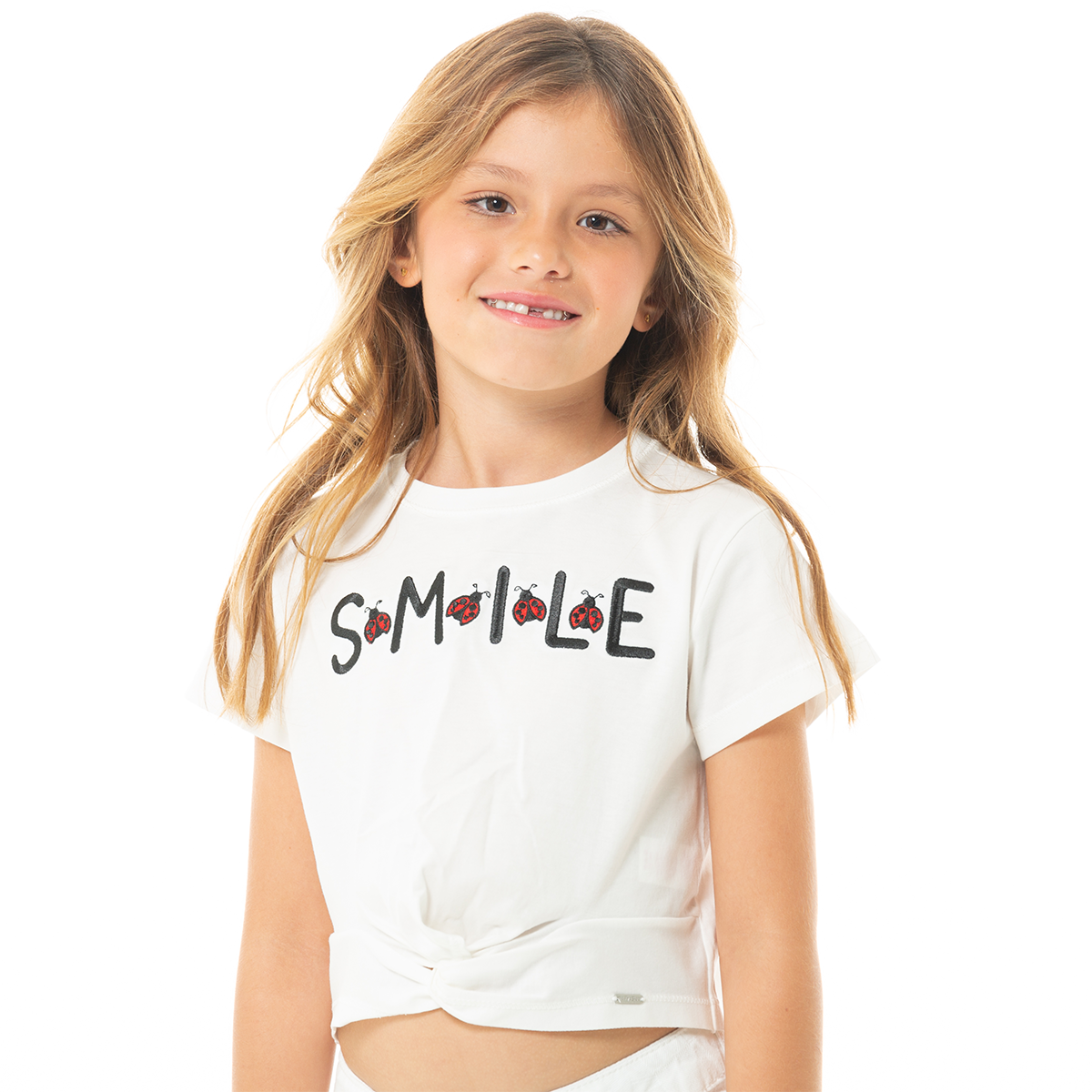 CAMISETA PARA NIÑAS CORTA BORDADA