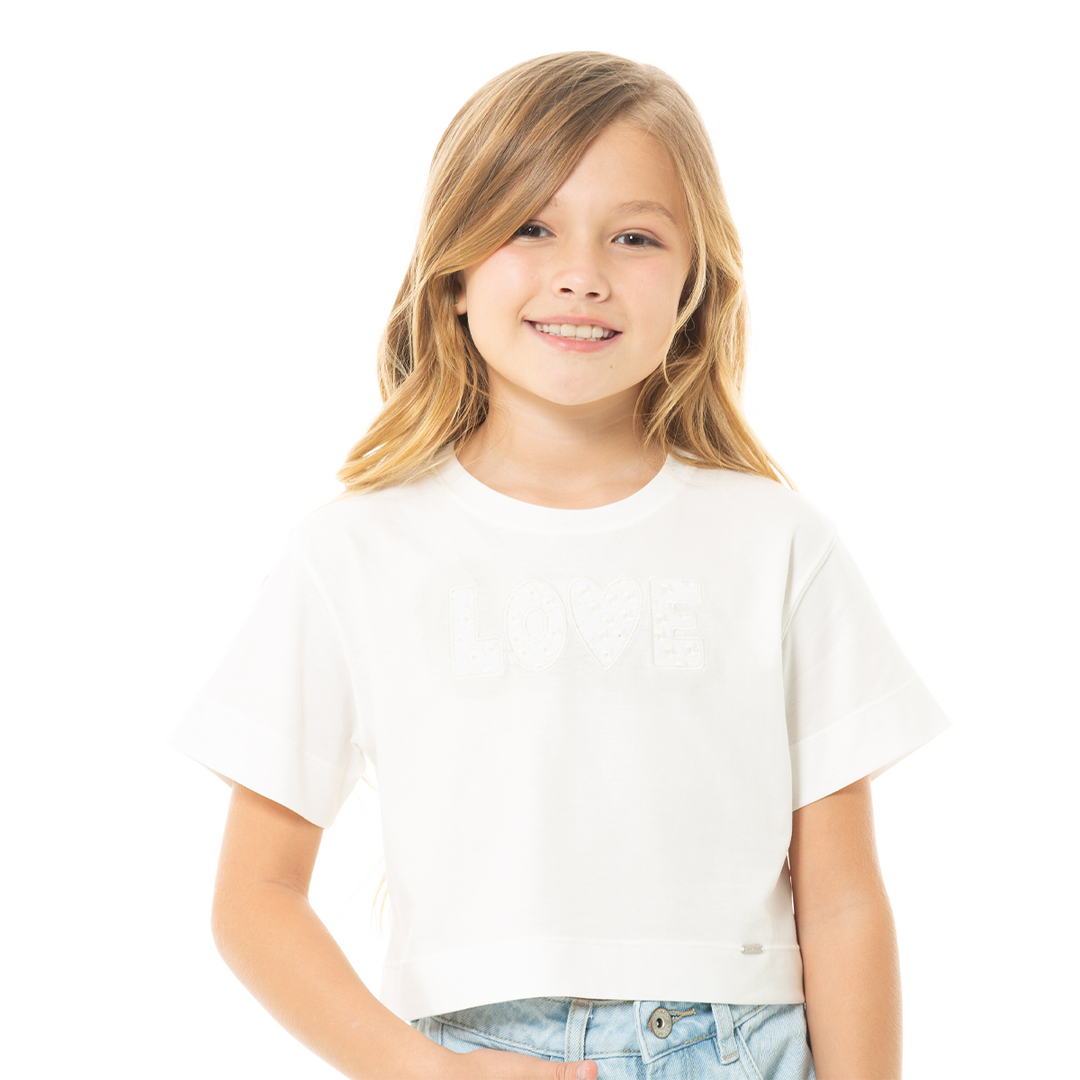 CAMISETA PARA NIÑAS CORTA CON DISEÑO BORDADO
