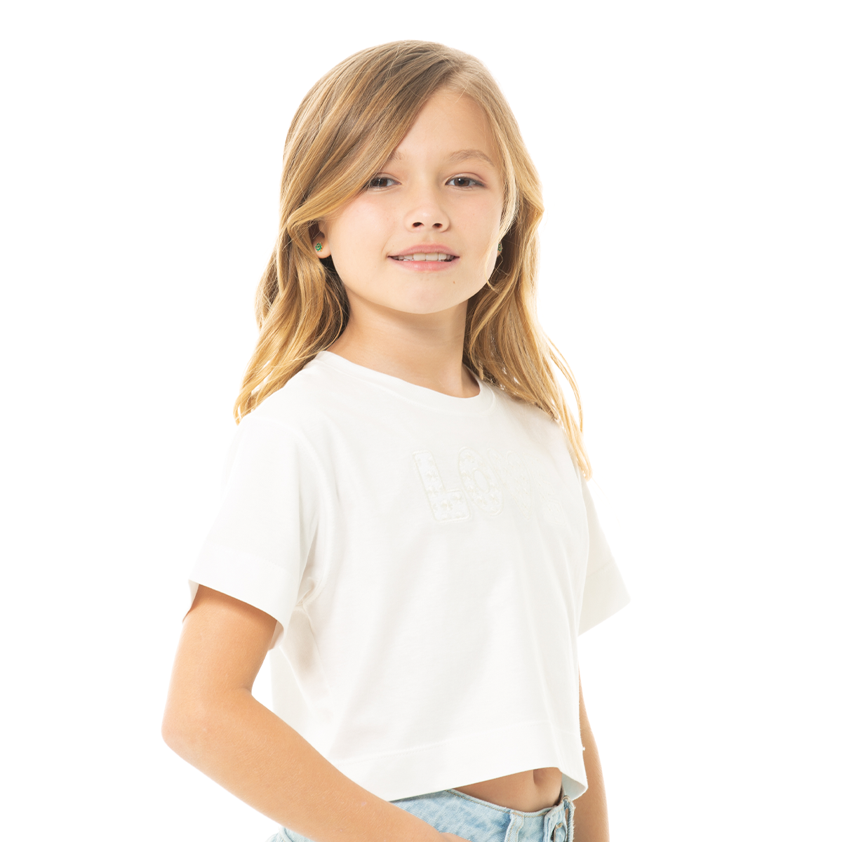 CAMISETA PARA NIÑAS CORTA CON DISEÑO BORDADO